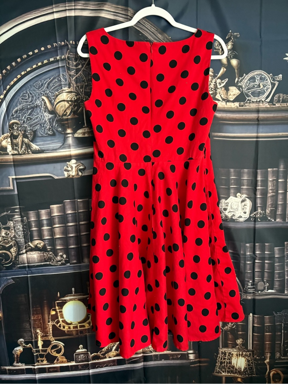 Grace Karin Red Midi Dress with Black Polka Dots - Picture 5 of 8